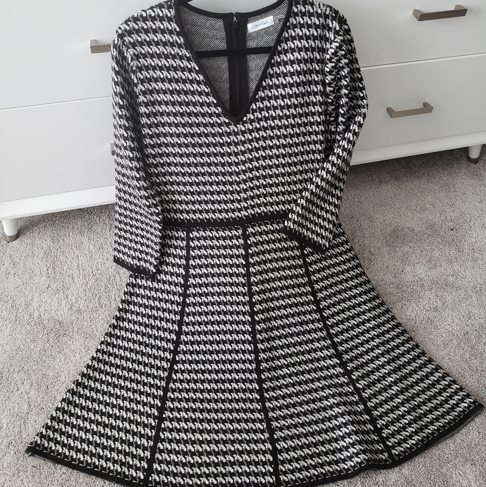✔️SOLD✔️Calvin Klein Sweater Dress Houndstooth XL